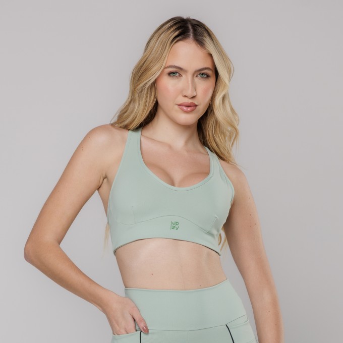 Top Fitness com Alça Cruzada Costas Verde Claro